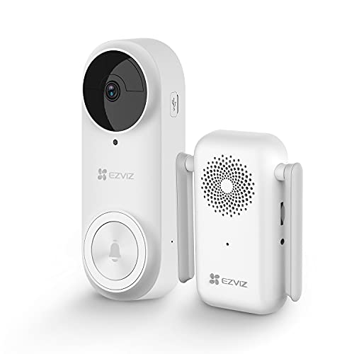 EZVIZ 2K Türklingel, 3MP kabellos Video Doorbell Kit und Chime, KI-Personenerkennung, Zwei-Wege-Audio, Nachtsicht und IP65, H.265, DB2 Kit