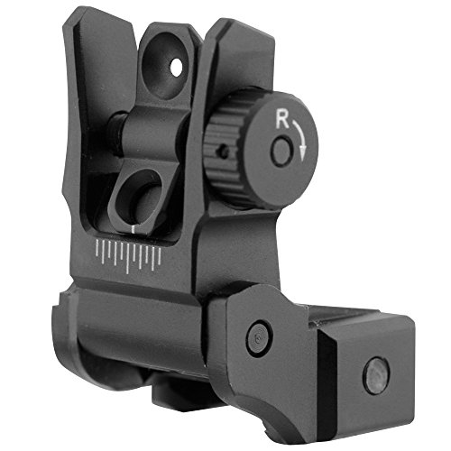 UTG Low Profile Flip-up Rear Sight with Dual Aiming Aperture MNT-955 Visier, schwarz, one Size