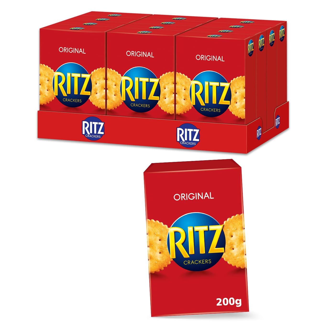 RITZ Cracker 12 x 200g I Salzgebäck Großpackung I Knabbergebäck I Fein gesalzene Snack-Cracker