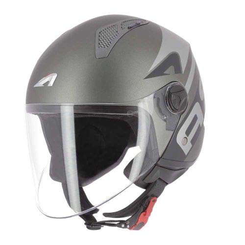Astone Helmets - MINIJET Graphic LINK- Casque jet - Casque jet urbain - Casque moto et scooter compact - Coque en polycarbonate - grey XS