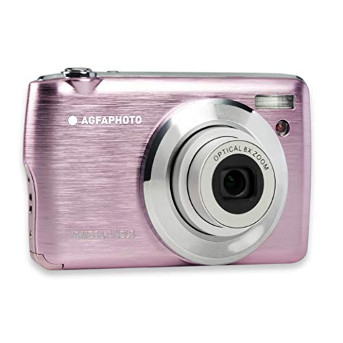 AGFA Photo Realishot DC8200 – Digitalkamera, kompakt, 18 MP, Full HD, LCD-Display, 2,7 Zoll, optischer Zoom 8 x, Lithium-Akku und SD-Karte 16 GB, Pink