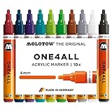 Molotow One4All 227HS Acryl Marker (Basic Set 2, 4mm Spitze, hochdeckend und permanent, UV-beständig) 10 Stück sortiert