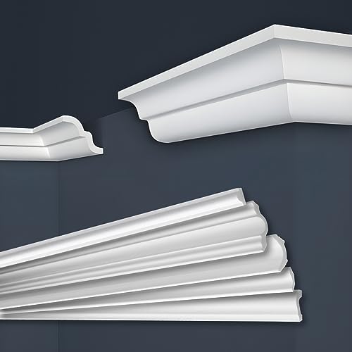 MARBET DESIGN Stuckleisten XPS Styropor weiß - Deckenleisten Zierleisten Eckleisten Dekorbau E-Leisten - (30 Meter / 15 Leisten E-21)