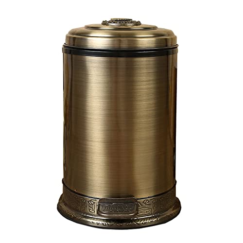 xilinshop Abfalleimer Mülleimer Edelstahl Müll Bins Bronze Retro Mülleimer Küche Küche for Dekoration Home Wohnzimmer WC-Pedal Müllkasten 6L 10L Mülleimer (Color : Copper Color, Size : 6L)