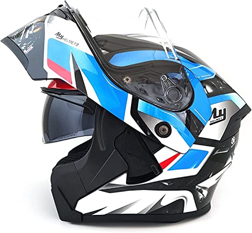 Klapphelm Motorradhelm Integrierter Bluetooth-Helm DOT/ECE Genehmigt Motorrad Full Face Helm Rollerhelm Doppelspiegel Sturzhelm für Damen Herren,für Automatische Reaktion (Color : G, Size : 2XL=63-6