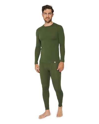 DANISH ENDURANCE Men's Merino Baselayer Set (LS Shirt + Tights) XL Green 1-Pack