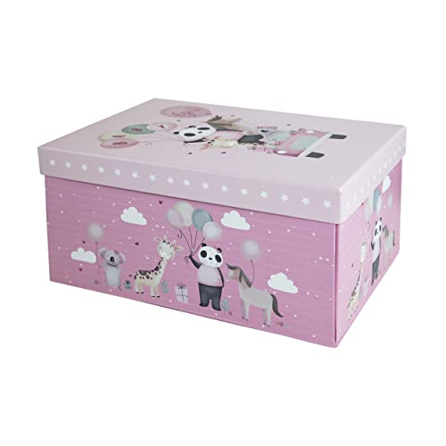 Offershop Flach verpackte Geschenkbox mit Deckel, ideal für Weihnachten, Geburtstage, Andenken, Taufe und Babyparty – Baby-Geschenkkorb, groß