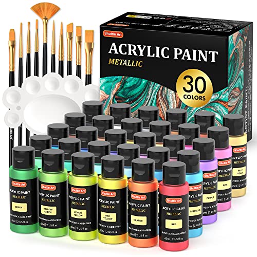 Metallische Acrylfarbe, Shuttle, Künstlerqualität, Metallic-Farbe in Flaschen (60 ml, 2 oz), reich pigmentiert, hohe Viskosität