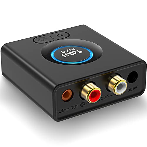 1Mii MiiLink Bluetooth 5.0 Empfänger, Low Latency Bluetooth Audio Adapter für Stereoanlage mit 3.5mm RCA,Bass-Modus,12 Stunden Spielzeit