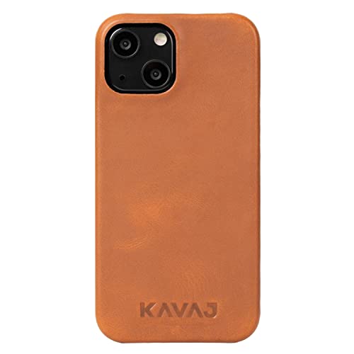 KAVAJ Lederhülle für iPhone 13 Mini Boston Cognac-Braun, Smartphone Hülle, echtes Leder, ultradünne leichte Hülle, Smartphone-Schutzhülle