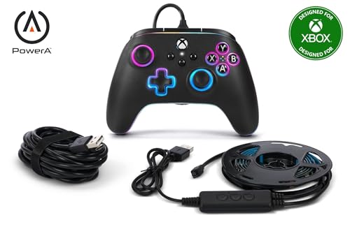 Kabelgebundener PowerA-Advantage-Controller für Xbox Series X|S mit Lumectra und RGB-LED-Streifen - Schwarz