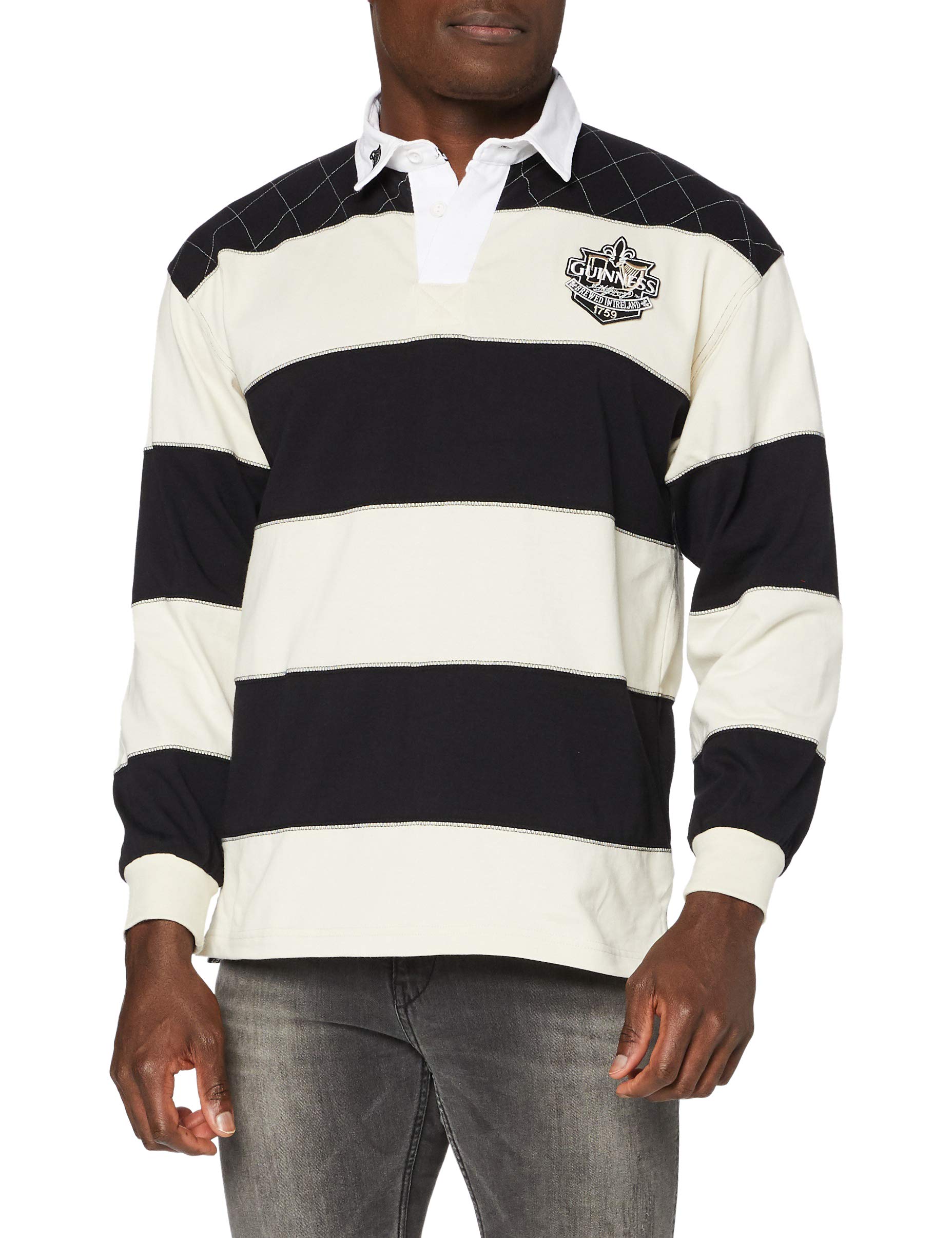 Guinness Official Merchandise Herren Shirt , Knopfleiste - Multicolored - Black/Cream - Größe L