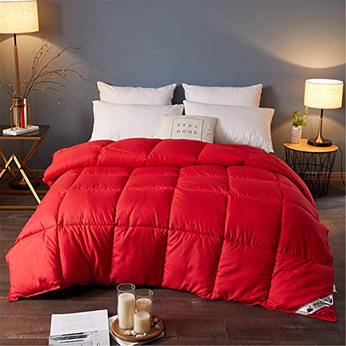 BEDSETS Bettdecke 200x200 cm 4 Jahreszeiten, Oeko-Test Zertifiziert Atmungsaktive Schlafdecke, Super Weiche Kuschelige Steppdecke (Rot,180x220cm2kg)