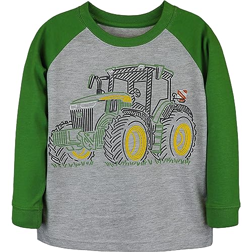 JOHN DEERE Toddler Sweatshirt mit Großem Traktor-Print - Grau/Grün, 2-4 Jahre (4 Jahre)