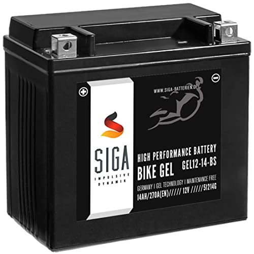 SIGA Gel Motorradbatterie 12V 14Ah 270A/EN Gel Batterie YTX14-BS GEL12-14-BS YTX14-4