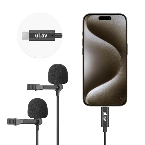 Movo uLav-L-Duo Digitales Dual iPhone 15 Lavalier Omnidirektionales Clip-On-Mikrofon mit USB-C-Anschluss, kompatibel mit iPhone 15, iPad-Pro (6 m Kabel)