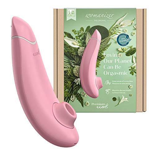 Womanizer Premium Eco Auflege-Vibrator für Sie inklusive Gleitgel, Smart Sex-Toy aus ökologisch abbaubarem Material, Klitoris-Sauger mit 12 Intensitätsstufen (Rose)