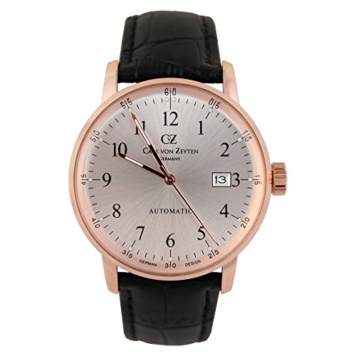Carl von Zeyten Herren Analog Automatik Uhr mit Leder Armband CVZ0009RWH