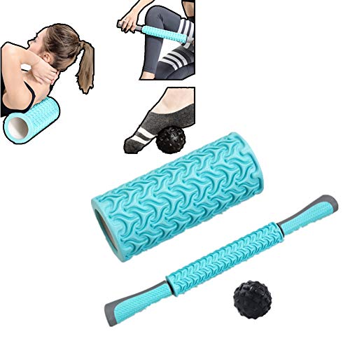 Rückenrolle Faszienroller Fitness Roller Hochdichte Schaumstoffrolle Übungsrolle Lange Schaumstoffrolle Weichschaumwalze Rückenmassagegerät blue-set,freesize