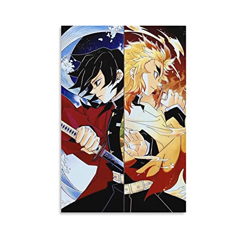 Kimetsu No Yaiba Mugen Train Anime Poster Rengoku Kyoujurou Leinwandposter Wandkunstdrucke zum Aufhängen Foto Geschenkidee Dekor Zuhause Poster Kunstwerke 40 x 60 cm