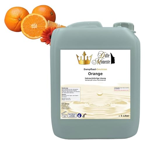 Dampfbad Emulsion Orange - 5 Liter - gebrauchsfertig für Dampfbad, Dampfdusche, Verdampferanlagen in Premium Qualität von Dufte Momente