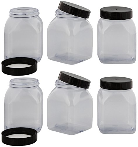 Vierkant-Weithals Behälter m. Schraubverschluss, Dose, Kunststoff Kosmetex Schraubdose, Plastik-Dose, leer, 500 ml, 6× 500 ml