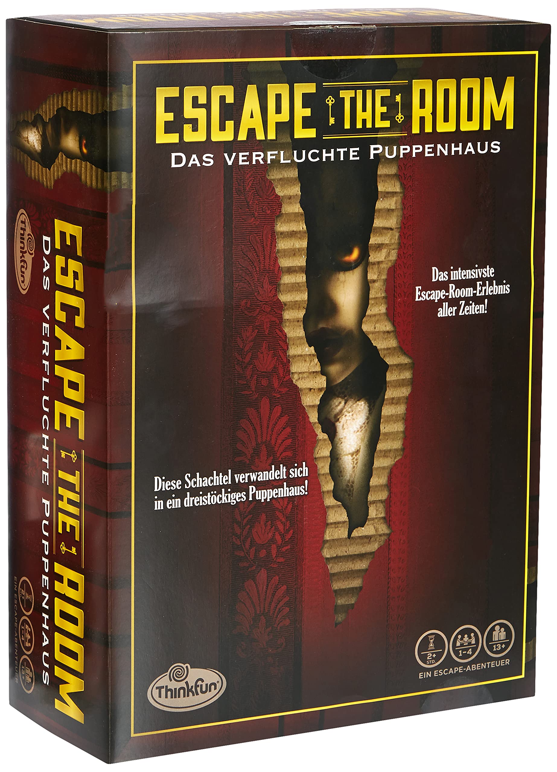 ThinkFun - 76371 - Escape the Room - Das verfluchte Puppenhaus, die Exit-Erfahrung für zuhause! Das Party-Event, nicht unbedingt für die jüngsten Familienmitglieder, leichter Gruselfaktor inklusive!