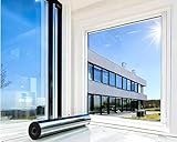 MARAPON® Sonnenschutzfolie Fenster innen [60x200 cm] Fensterfolie Sonnenschutz von innen durchsichtig von aussen Blickdicht - Spiegelfolie Fenster Sichtschutz STATISCH HAFTEND
