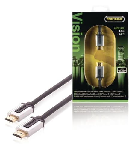 Profigold High Speed​ HDMI-Kabel mit Ethernet, Anschluss auf Anschluss (1m) schwarz