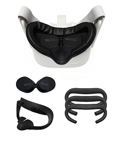 VR Cover Fitness Facial Interface and Foam Comfort Set for Oculus / Meta Quest 2 (Dark Grey & Black + Comfort Foam)