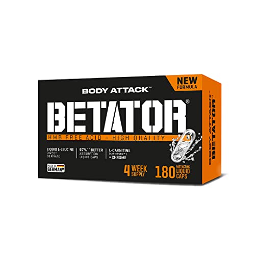 Body Attack BETATOR Liquid Direct, 180 vegane hochdosierte liquid Caps / 30 Portionen - Made in Germany - schnelle Aufnahme, patentiert mit HMB und Vitacholine für verbesserten Fettstoffwechsel