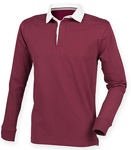 Front Row Sportbekleidung, langärmelig, Baumwolle, Premium, Rugby-Shirt Gr. L, burgunderfarben