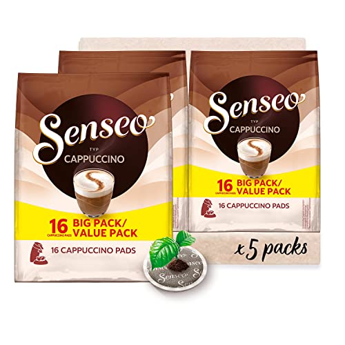 Senseo Pads Cappuccino, 80 Kaffeepads, 5er Vorteilspack, 5 x 16 Getränke in der Vorratspackung, 0.92 kg