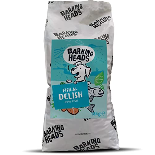 Barking Heads Hundefutter Trocken Getreidefrei - Köstlicher Fisch - 100% Natürlich, Lachs und Forelle, ohne künstliche Geschmacksverstärker, für ein schönes Fell, 18kg