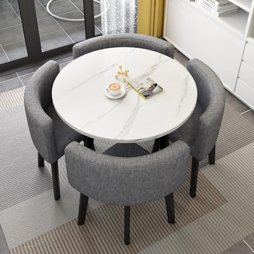 MTSYXYM Runder Tisch mit 4 Stühlen, Kombination aus Esstisch und Stühlen, Clubtisch im Büro, Empfangsraum, Nimmt wenig Platz EIN und ist einfach zu montieren. (Size : StyleC)