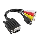 Solustre Insten VGA SVGA to S-Video 3 RCA TV Audio Video AV Cable Adapter - for Computer Video Display Card Supports TV Output Through VGA Port ONLY