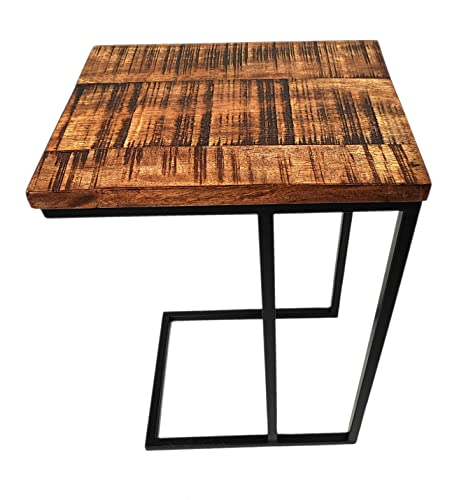 Mango Holz Couch-Tisch braun schwarz 44 x 60cm Natur Beistelltisch Deko Nachttisch