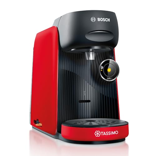 Tassimo Finesse friendly Kapselmaschine TAS163E Kaffeemaschine by Bosch, nachhaltig, aus Recyclingmaterial, 70 Getränke, intensiverer Kaffee auf Knopfdruck, Abschaltautomatik, platzsparend, rot