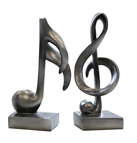Moderne Skulptur Deko Objekt Music anthrazit Notenschlüssel und Note Poly Höhe 18 cm