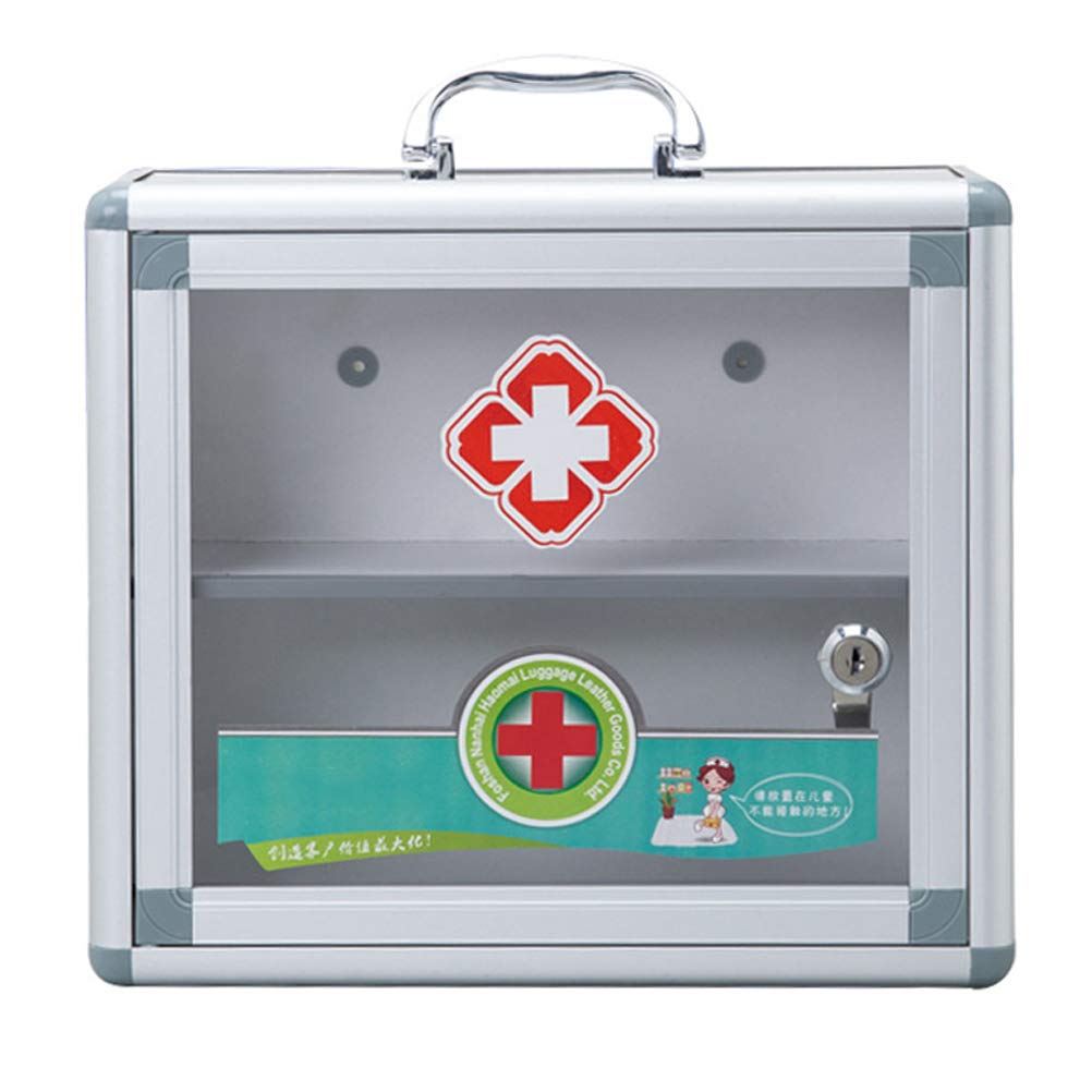 BSTCAR Medizinschrank mit Schloss, Medizin Aufbewahrungsbox Tragbare Transparent Abschließbar Medikamentenbox Medizinschrank Erste Hilfe Wandmontage Medizin Kit