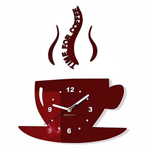 TASSE Time for Coffee (Zeit für Kaffee) Moderne Küche Wanduhr, Braun, 3d römisch, wanduhr deko