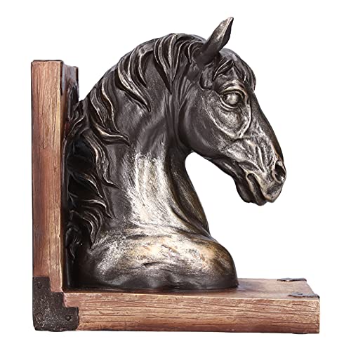 Wnesy Pferdekopf-Skulptur, Pferde-Buchstützen, langlebig, tragbar, für Zuhause, Büro, Geburtstag, für Freunde(BS20900 Bronzepferd (einzeln))
