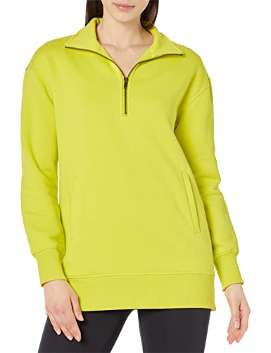 Amazon Aware Damen Tunika-Sweatshirt mit halbem Reißverschluss in lockerer Passform (in Übergröße erhältlich), Lindgrün, M