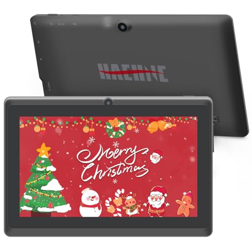 Haehne 7 Zoll Tablet PC, Google Android 4.4, Quad Core A33, 512MB RAM 8GB ROM, Dual Kameras, WiFi, Bluetooth, Kapazitiven Touchscreen, Schwarz
