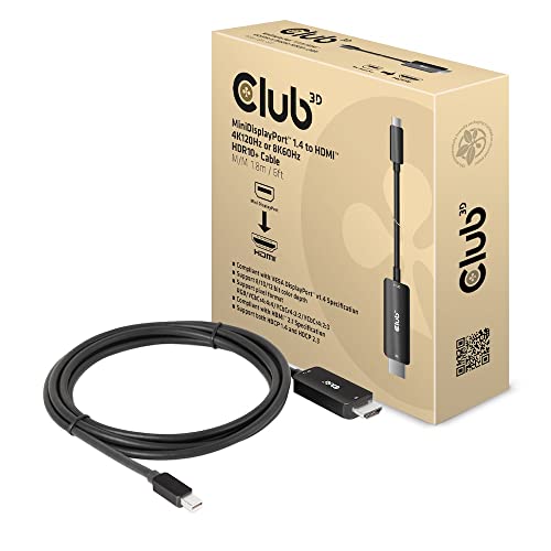 Club 3D CAC-1187 MiniDisplayPort™ 1.4 auf HDMI™ 4K120Hz oder 8K60Hz HDR10+ Kabel 1,8m St./St.