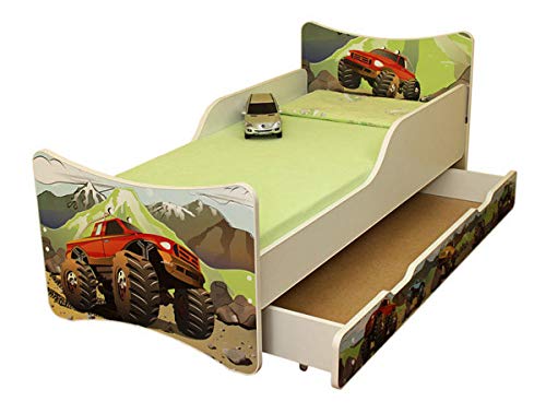 Best For Kids Kinderbett mit Schaummatratze mit TÜV Zertifiziert 80x160 - MIT SCHUBLADE Auto