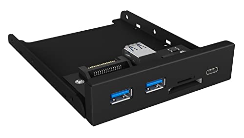 ICY BOX USB 3.0 Frontpanel, 1x USB-C, 3x USB-A, 3,5 Zoll intern, Metall, schwarz