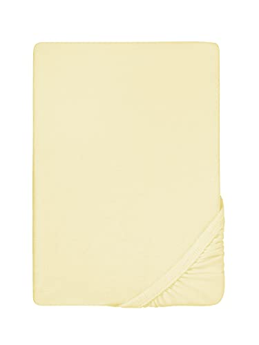 biberna 12344 Frottee-Stretch Spannbetttuch, ca. 180 x 200 cm bis 200 x 200 cm, nach Öko-Tex Standard 100, gelb