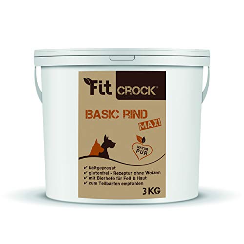 cdVet Fit-Crock Hundefutter trocken Basic Rind Maxi 3 kg, getreidefrei
