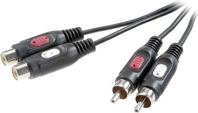 SpeaKa Professional Cinch Audio Verlängerungskabel [2x Cinch-Stecker - 2x Cinch-Buchse] 2.50 m Schwarz (SP-7870384)